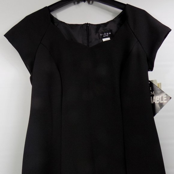 Virgo Petite Black Short Sleeve 1/2 Zip Back Full-Length Dress Size 8P NWT - Picture 3 of 10
